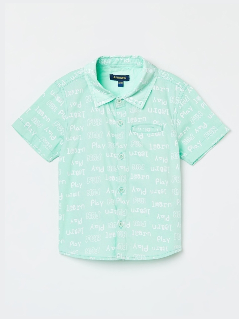 

Juniors Boys Sea Green Printed Regular Fit Casual Shirt