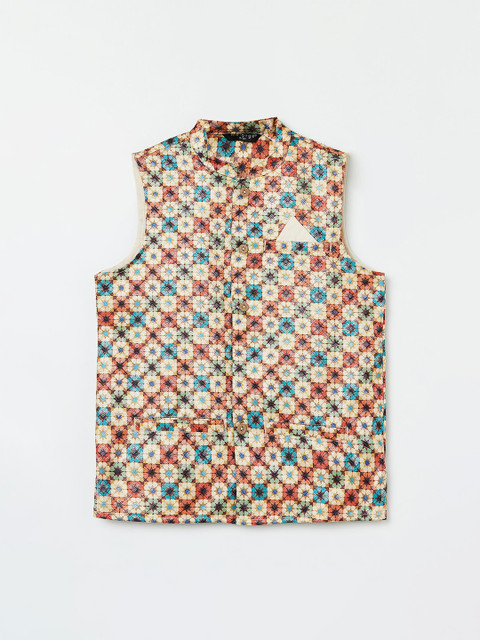 

Melange by Lifestyle Boys Brown & Blue Printed Nehru Jacket