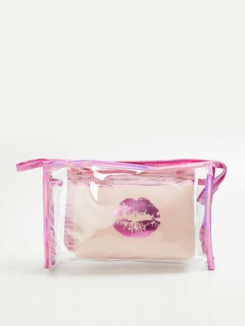 

Ginger by Lifestyle Women Set Of 3 Pink Synthetic Toiletry Kit