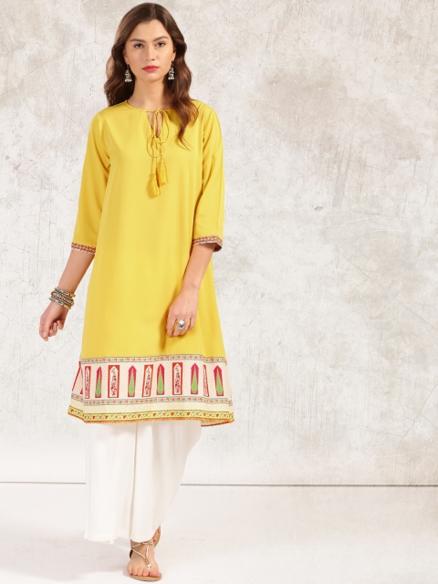 

Anouk Women Yellow A-Line Kurta