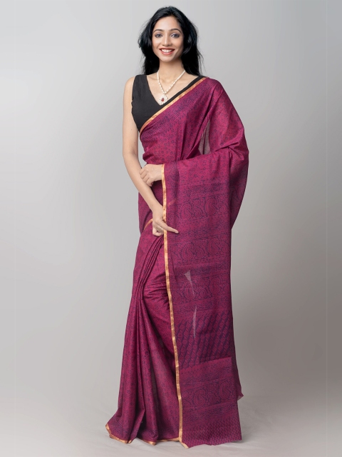 

Unnati Silks Purple & Blue Bagh Pure Cotton Venkatgiri Saree