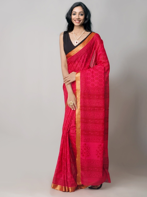

Unnati Silks Red & Golden Bagh Zari Pure Cotton Venkatgiri Saree