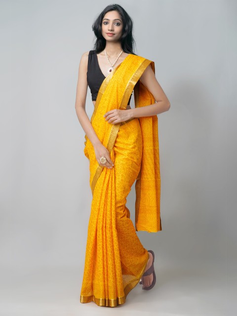 

Unnati Silks Yellow Bagh Pure Cotton Venkatgiri Saree