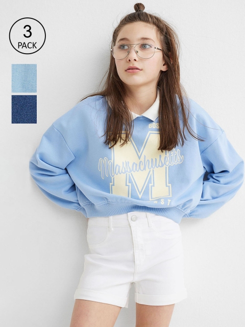 

H&M Girls 3-Pack Denim Shorts, Blue