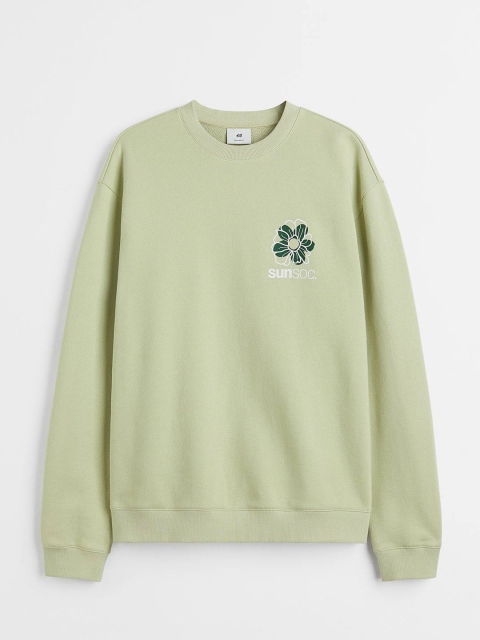 

H&M Men Sage Green Cotton Sweatshirt