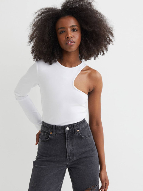 

H&M Women White One-sleeve top