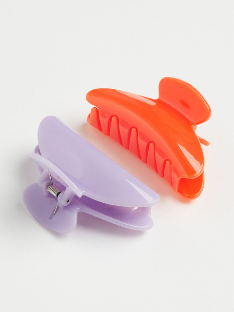 

H&M Women Orange & Purple Set of 2 Solid Claw Clips