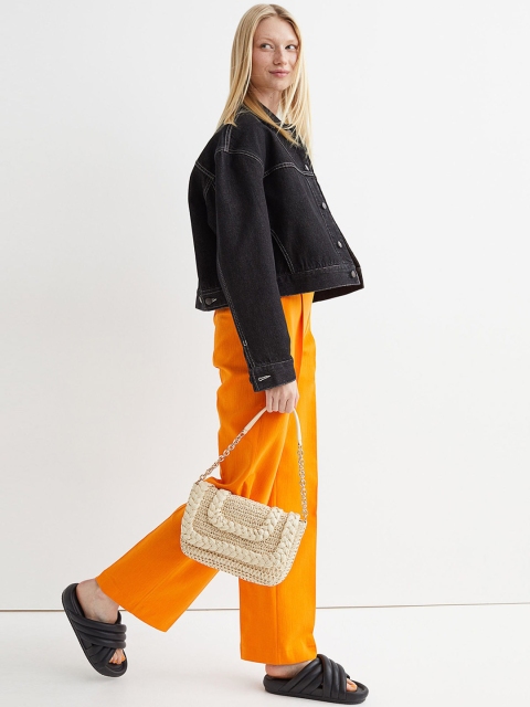 

H&M Straw shoulder bag, Beige