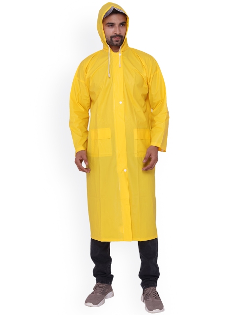 

THE CLOWNFISH Men Yellow Waterproof PVC Raincoat With Storage Bag