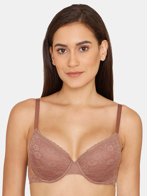 

Rosaline by Zivame Beige Floral Underwired & Lightly Padded Bra