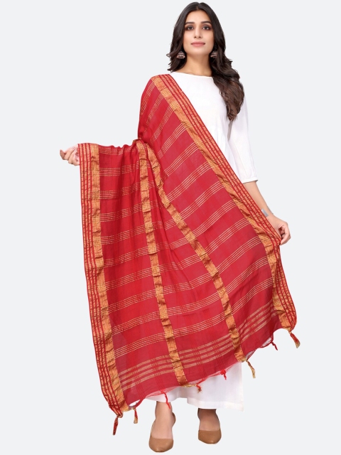

SIRIL Red & Gold-Toned Woven Design Dupatta with Zari