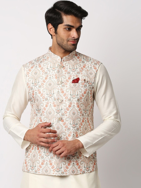 

MEWAR Men Multi-Coloured Woven-Design Nehru Jacket