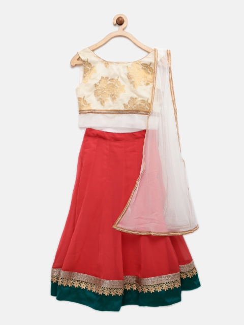 K&U Off-White & Red Georgette & Net Lehenga Choli with Dupatta available at myntra for Rs.1649