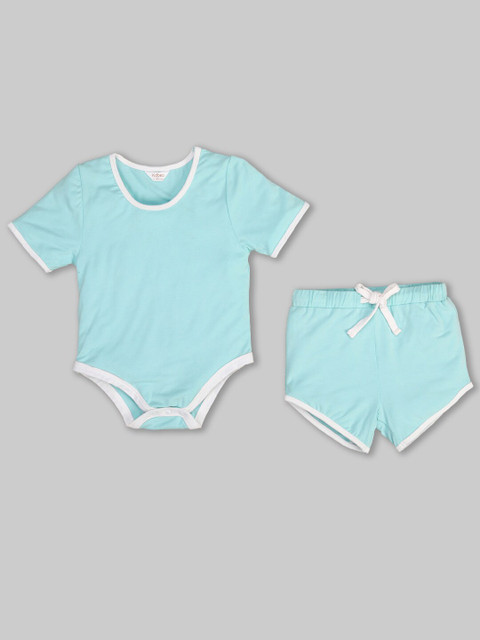 

Kidbea Infant Boys Turquoise Blue Bodysuit with Shorts