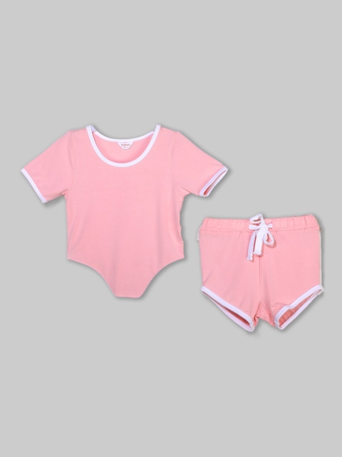 

Kidbea Girls Pink Bodysuit with Shorts