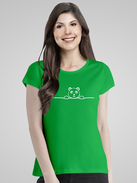 

Pootlu Women Green Printed Extended Sleeves T-shirt