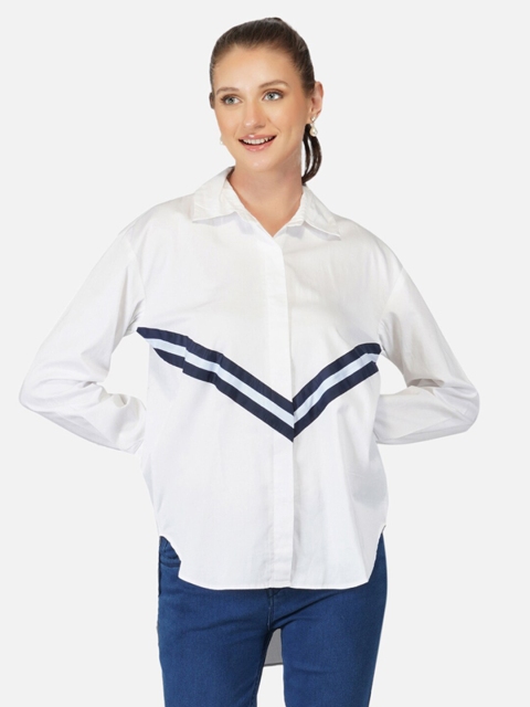 

Anysa Women White Comfort Semi Sheer Casual Shirt