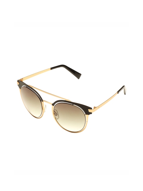 

French Connection Unisex Green Lens & Gold-Toned Round Sunglasses with UV Protected Lens