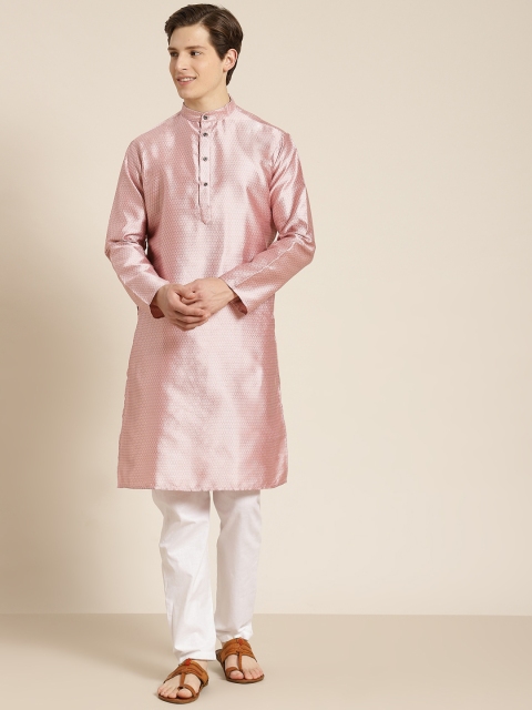 

SOJANYA Men Pink Self Design Kurta