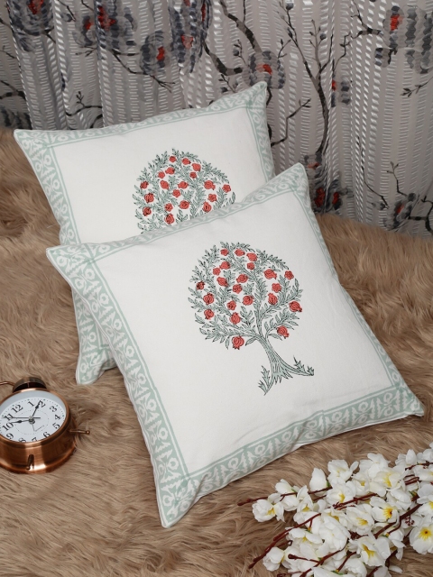 

HOSTA HOMES White Set of 2 Ethnic Motifs Square Cushion Covers