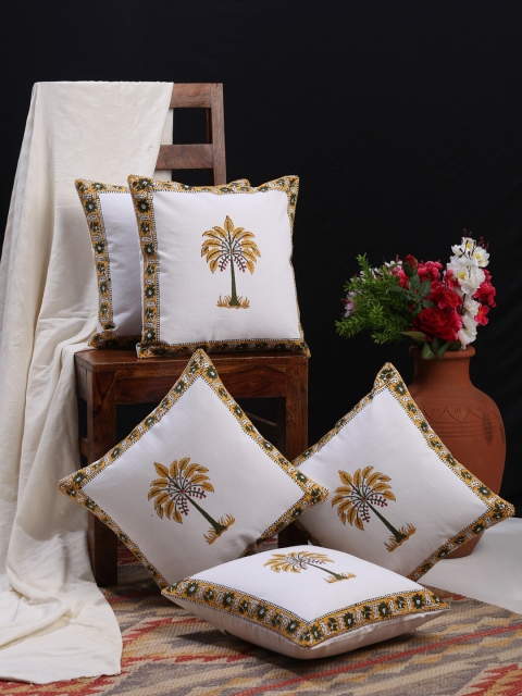 

HOSTA HOMES White Set of 5 Abstract Square Cushion Covers