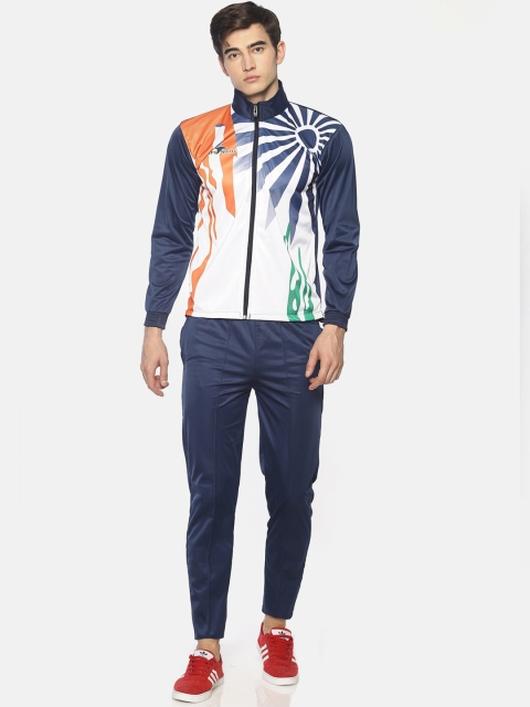 

HPS Sports Men Navy Blue & White Printed Track Suit