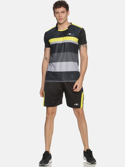 

HPS Sports Men Black & Yellow Striped Tracksuits