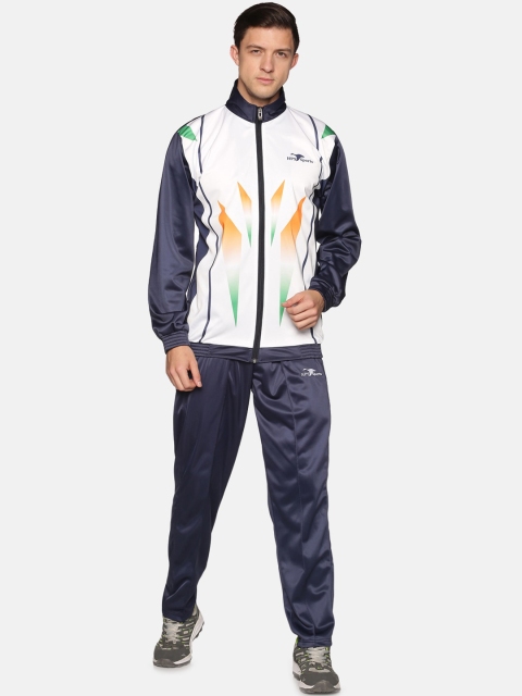 

HPS Sports Men Navy Blue & White Printed Track Suit