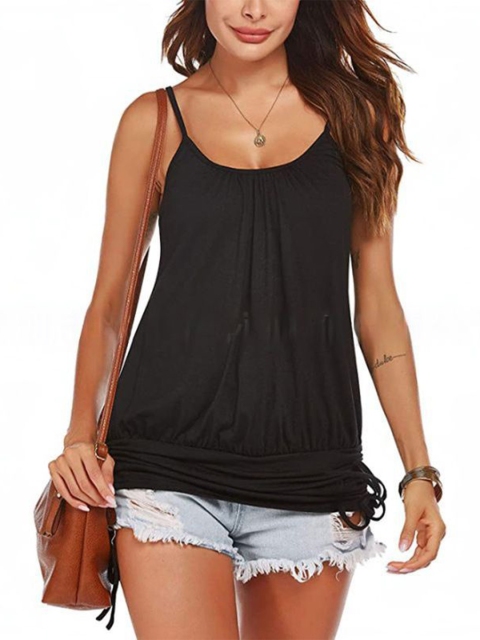 

La Aimee Women Black Solid Shoulder Straps Cami Top