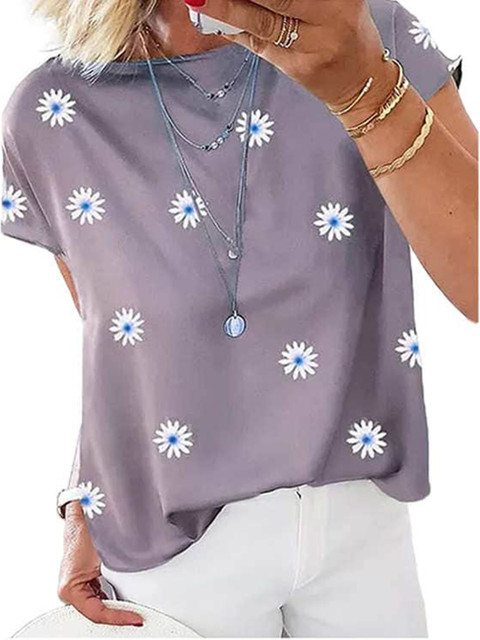 

La Aimee Women Elegant Purple Floral Top