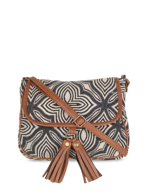 

Kanvas Katha Multicoloured Bucket Sling Bag with Tasselled, Multi