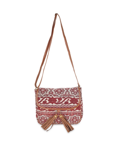 

Kanvas Katha Multicoloured Ethnic Motifs Printed Bucket Sling Bag with Tasselled, Multi