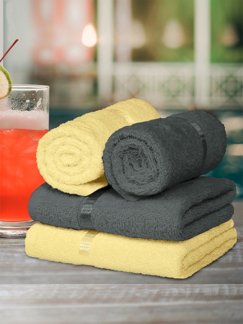 

Story@home Set of 4 450GSM Pure Cotton Hand Towels, Yellow