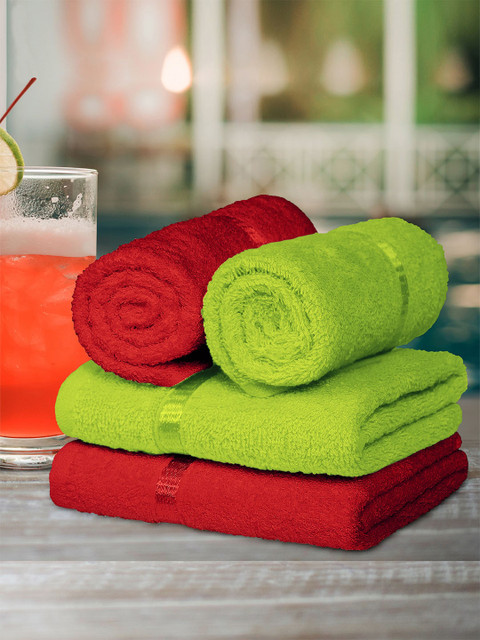 

Story@home Unisex Set of 4 450 GSM Pure Cotton Hand Towels, Red