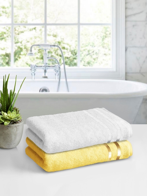

Story@home Set of 2 Solid 450 GSM Super Absorbent Cotton Bath Towels, Yellow