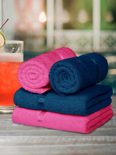 

Story@home Set Of 4 Solid Pure Cotton 450 GSM Hand Towels, Pink