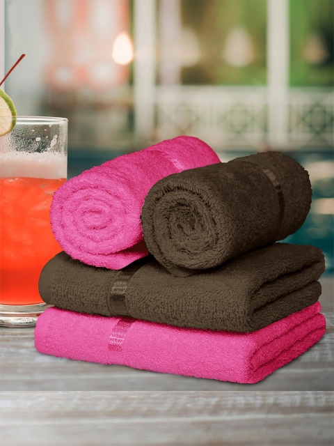 

Story@home Set Of 2 Solid 450 GSM Pure Cotton Hand Towels, Pink