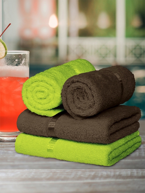 

Story@home Set Of 4 Solid Pure Cotton Hand Towels, Green