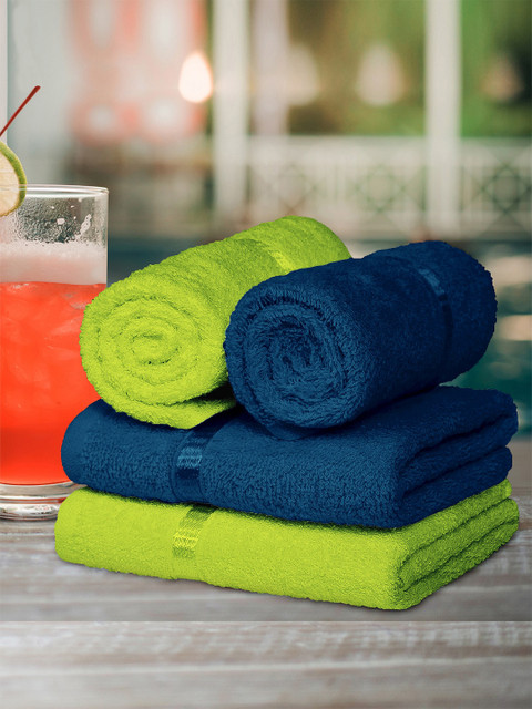 

Story@home Set of 4 Solid 450GSM Pure Cotton Hand Towels, Green