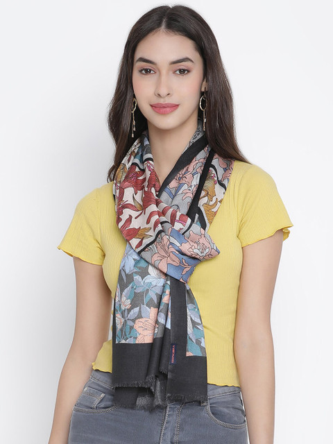 

SHINGORA Women Black & Pink Printed Stole