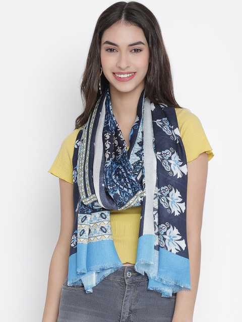 

SHINGORA Women Blue & Black Printed Stole