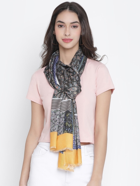 

SHINGORA Women Black & Yellow Printed Stole