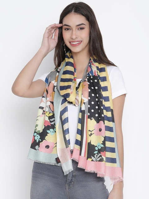 

SHINGORA Women Black & Yellow Printed Stole