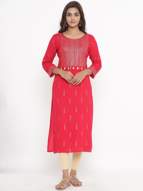 

JAVTA Women Red Ethnic Motifs Printed Kurta