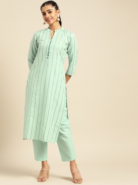 

Prakhya Women Green Ethnic Motifs Printed Kurta with Trousers