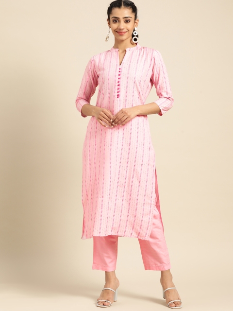 

Prakhya Women Peach-Coloured Ethnic Motifs Printed Kurta with Trousers