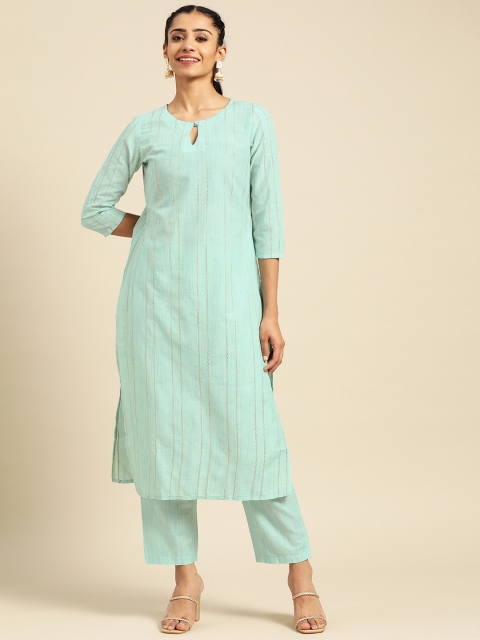 

Prakhya Women Green Striped Kurta with Trousers