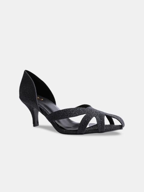 

yellowsoles Black Embellished Pumps with Laser Cuts
