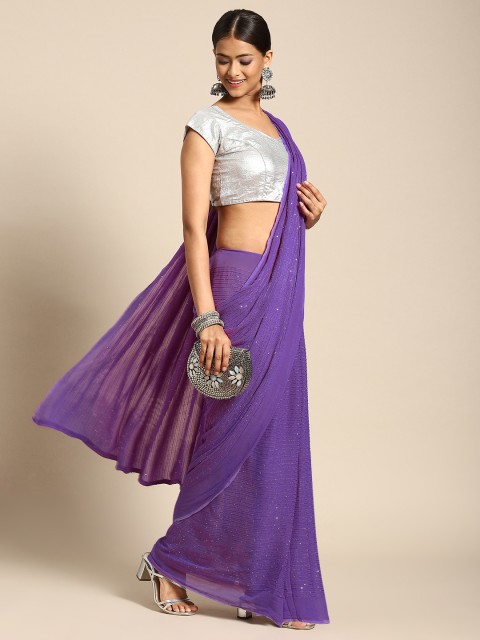 

Anouk Purple Embellished Silk Blend Saree