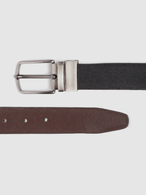 

HIGHLANDER Men Coffee Brown & Black Self Geometric Printed Reversible Belt